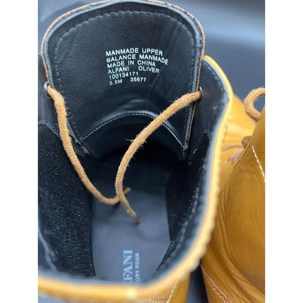 Alfani Oliver Ankle Boots Mens Size 8.5 Mustard Lace Up Memory Foam Dress #127